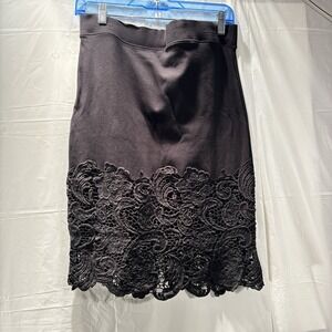 Haute Monde Elegant Black Skirt with Lace Size L - Perfect for Special Occasions